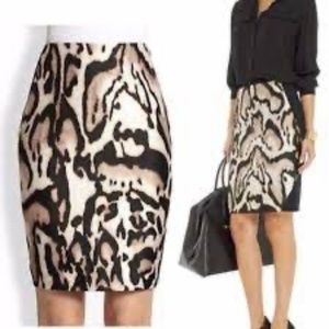 Diane von Furstenberg 2 Mae Mikado Leopard Black Colorblock Pencil Skirt…